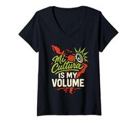 Donna Latina Pride Mujer Poderosa Impenitente Bilingue Bellezza Maglietta con Collo a V