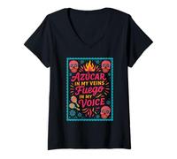 Donna Latina Pride Mujer Poderosa Impenitente Bilingue Bellezza Maglietta con Collo a V