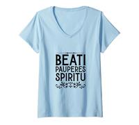 Donna Latino - Beati pauperes spiritu Maglietta con Collo a V
