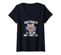 Donna L'Australia Sta chiamando e io Devo Andare - Australiano Maglietta con Collo a V