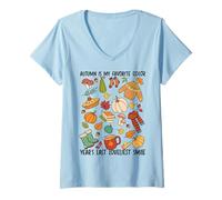 Donna L'autunno è Il Mio Colore Preferito: L'Ultimo Sorriso più Bello dell'anno Maglietta con Collo a V
