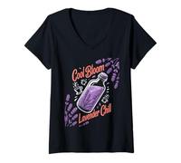 Donna Lavanda Cold Brew Donne Baristi Caffè Freddo Chill Floreale Maglietta con Collo a V