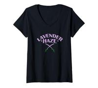 Donna Lavender Haze Plant Garden Fragranza Maglietta con Collo a V