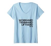 Donna Lavorare duramente Allenarsi duramente Sollevare Maglietta con Collo a V