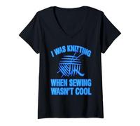 Donna Lavoravo a Maglia Quando Cucire Non Era Cool Maglietta con Collo a V