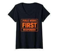 Donna Lavori pubblici Primo soccorritore Support City Union Worker Crew Maglietta con Collo a V