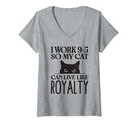 Donna Lavoro da 9 a 5 in Modo Che Il Mio Gatto Possa Vivere Come Maglietta con Collo a V