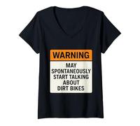 Donna L'avvertimento Potrebbe Iniziare spontaneamente a Parlare di Dirt Bikes MX Maglietta con Collo a V