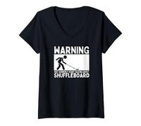 Donna L'avvertimento può improvvisamente iniziare a parlare di Shuffleboard Maglietta con Collo a V