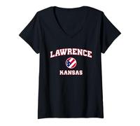 Donna Lawrence Kansas (Kansas) Maglietta con Collo a V