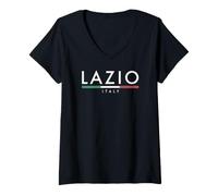 Donna Lazio Italia Minimalista Maglietta con Collo a V