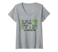 Donna Le Amazzoni - Grafica Cruciverba Gioco Televisivo Vintage Maglietta con Collo a V