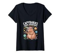 Donna Le avventure cosmiche di Capybara Citazione Astronomia Maglietta con Collo a V