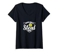 Donna Le Brave Ragazze rubano a casa Il Softball Maglietta con Collo a V