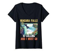 Donna Le cascate del Niagara Stanno chiamando e Devo Andare alle cascate in Canada Maglietta con Collo a V