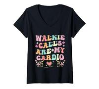 Donna Le chiamate Walkie Sono la mia Scuola per Insegnanti di educazione Speciale Cardio Maglietta con Collo a V