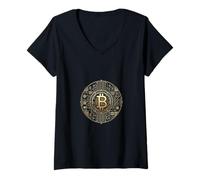 Donna Le criptovalute Bitcoin sono blockchain di Maglietta con Collo a V