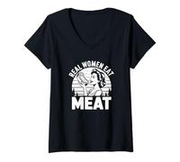 Donna Le Donne Vere mangiano Carne Maglietta con Collo a V