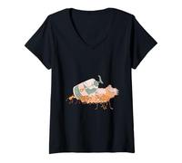 Donna Le formiche Portano nella Loro Tana Una Bottiglia di Maglietta con Collo a V