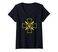 Donna Le Forze di Terra UCRAINE Emblema dell'Esercito Ucraina Forze Armate Maglietta con Collo a V