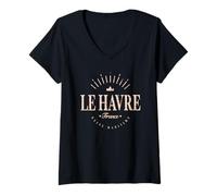 Donna Le Havre Senna Marittima Francia | Le Havre France Modern Maglietta con Collo a V