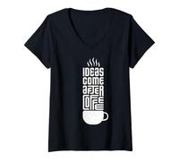 Donna Le Idee Arrivano Dopo Il caffè - Mente Creativa Maglietta con Collo a V