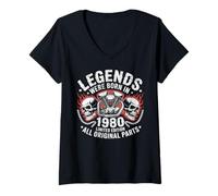 Donna Le Leggende del 46° Compleanno Sono Nate nel 1980 Motociclista Maglietta con Collo a V