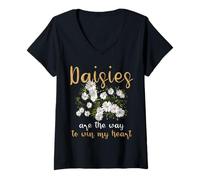 Donna Le Margherite Sono Il Modo per Vincere Il Mio Cuore Daisy Maglietta con Collo a V
