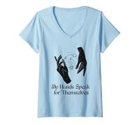 Donna Le Mie Mani parlano per se Stessi Sordi ASL Expression Design Maglietta con Collo a V