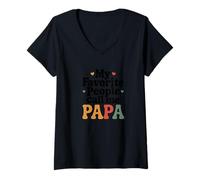 Donna Le Mie Persone preferite Mi Chiamano Papa Retro Groovy Nonno Maglietta con Collo a V