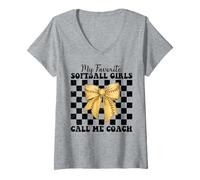 Donna Le mie ragazze preferite Softball Call Me Coach Softball Coach Maglietta con Collo a V