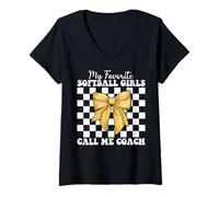 Donna Le mie ragazze preferite Softball Call Me Coach Softball Coach Maglietta con Collo a V