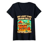 Donna Le Mie Ultime Due Cellule CERVELLI - Funny Vacation Brain Meme Maglietta con Collo a V