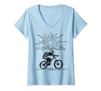 Donna Le montagne chiamano Devo andare in bicicletta Mountain Bike Maglietta con Collo a V
