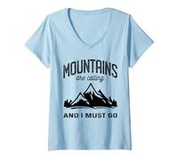 Donna Le Montagne Mi Chiamano e Devo Andare Maglietta con Collo a V