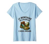 Donna Le Montagne Mi Chiamano e Devo Andare Maglietta con Collo a V