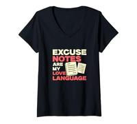 Donna Le Note di Scusa Sono Il Mio linguaggio d Amore Divertente Receptionist Scolastico Maglietta con Collo a V
