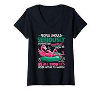 Donna Le Persone Dovrebbero Smettere di aspettarsi Normale da Me Divertente Fenicottero Maglietta con Collo a V