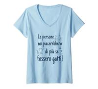 Donna Le Persone Mi piacerebbero di più se fossero Gatti! Maglietta con Collo a V