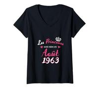Donna Le Principesse sono nate nel mese di agosto 1963 Anniversario Festa Maglietta con Collo a V