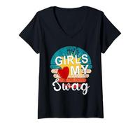 Donna Le Ragazze Amano Il Mio Swag Maglietta con Collo a V