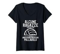 Donna Le Ragazze Fighe Giocano A Pallavolo Pallavolista Maglietta con Collo a V
