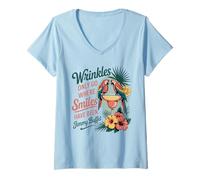 Donna Le Rughe Vanno Solo Dove Sono Stati i sorrisi Maglietta con Collo a V