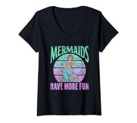 Donna Le Sirene Si Divertono di più Bambini Ragazza Mermaid Maglietta con Collo a V