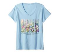 Donna Le sue misericordie sono nuove ogni mattina Wildflower Christian Bible Maglietta con Collo a V