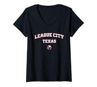Donna League City (Texas) Maglietta con Collo a V