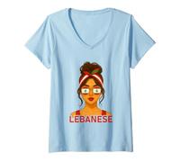 Donna Lebanese Girl Lebanon Flag Lebanese Girlfriend Wife Maglietta con Collo a V