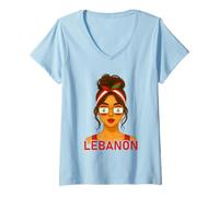 Donna Lebanese Girl Lebanon Flag Lebanese Girlfriend Wife Maglietta con Collo a V
