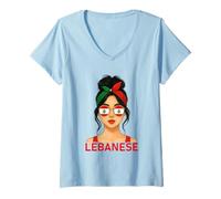 Donna Lebanese Girl Lebanon Flag Lebanese Girlfriend Wife Maglietta con Collo a V