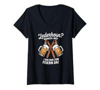 Donna Lederhosn? brauch i Ned i bin Nur zum feiern da Maglietta con Collo a V